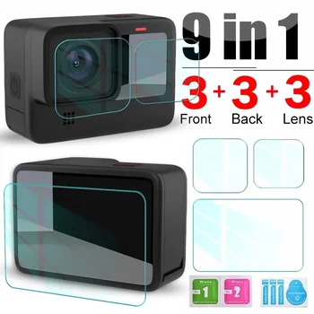 Protecteur d'écran en verre HD Guatemala, objectif d'appareil photo noir, film de protection, verre d'écran avant et arrière, adapté pour GoPro Fore13, 12, 11, 10, 9, 1 à 9 pièces 1