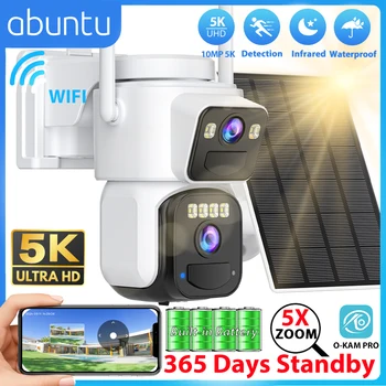 10MP 5K Outdoor Solar Camera Wifi Dual Lens Dual Screens Wireless Surveillance Camera 365 Days Standby Home Security Protection 1