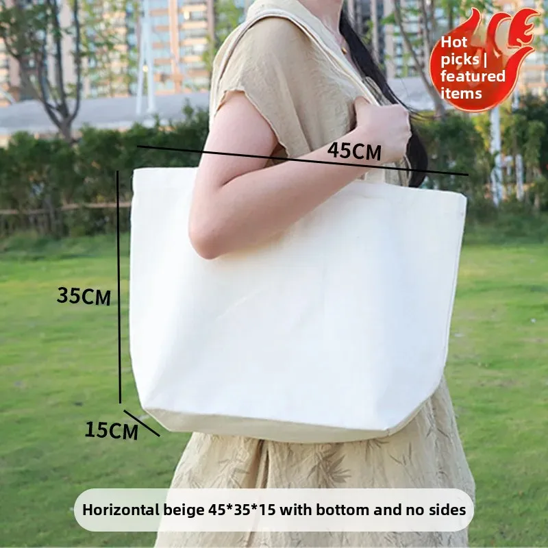 Sustainable Cotton Canvas Tote Bag - Lightweight & Reusable Shopping and School Handbag