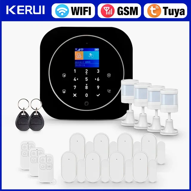 KERUI G12 Wireless Home Alarms System Wireless WiFi Home Security System with Door and Motion Sensor Smart Life App Control 1