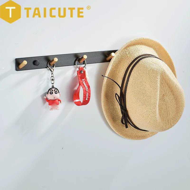 

TAICUTE Fashion Hanger Hook Wall Mount Holder Towel Coat Clothes Space Aluminum Hanger for Bathroom Bedroom Hallway, Black Gold
