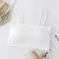 Soutien-gorge court sexy sans couture pour femmes, haut à bretelles blanches, caraco dos nu, couleur unie, vêtements d'été, Y-2023 5