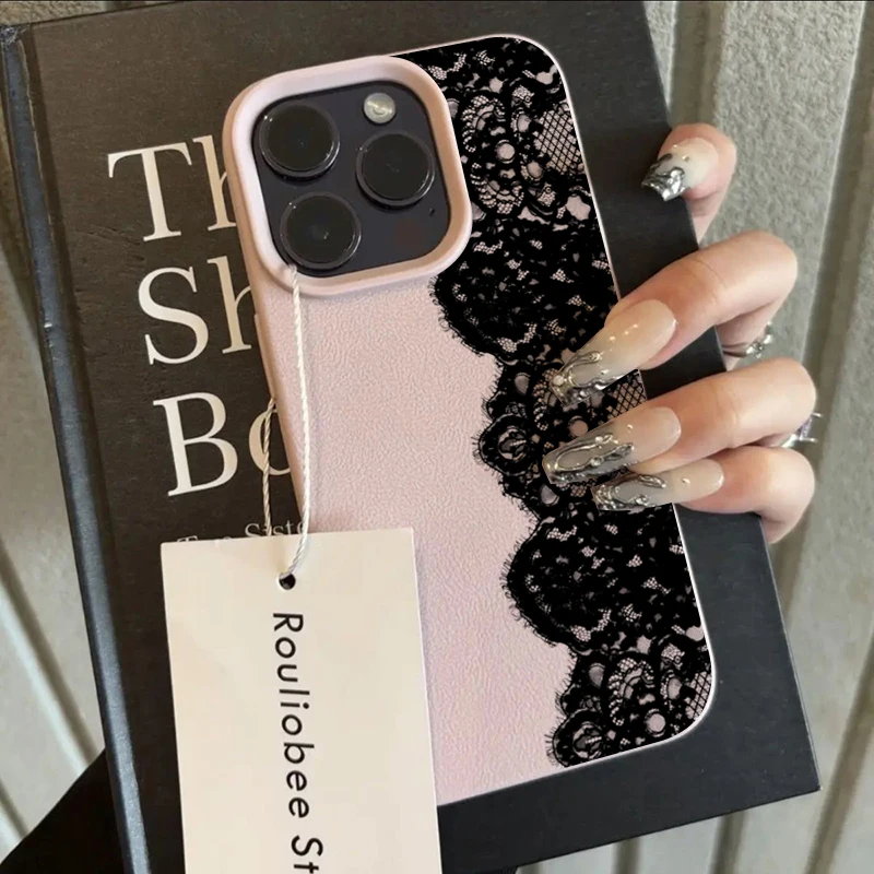 Elegant Black Lace Flower Pattern Phone Case Cover