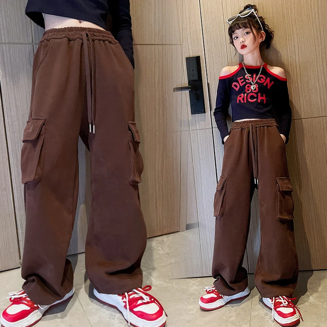 Girls Trousers Streetwear Loose Sweatpants for Children New Fashion Big  Pocket Teenager Kids Dance Pants 4 6 8 10 11 13 14 Years - AliExpress