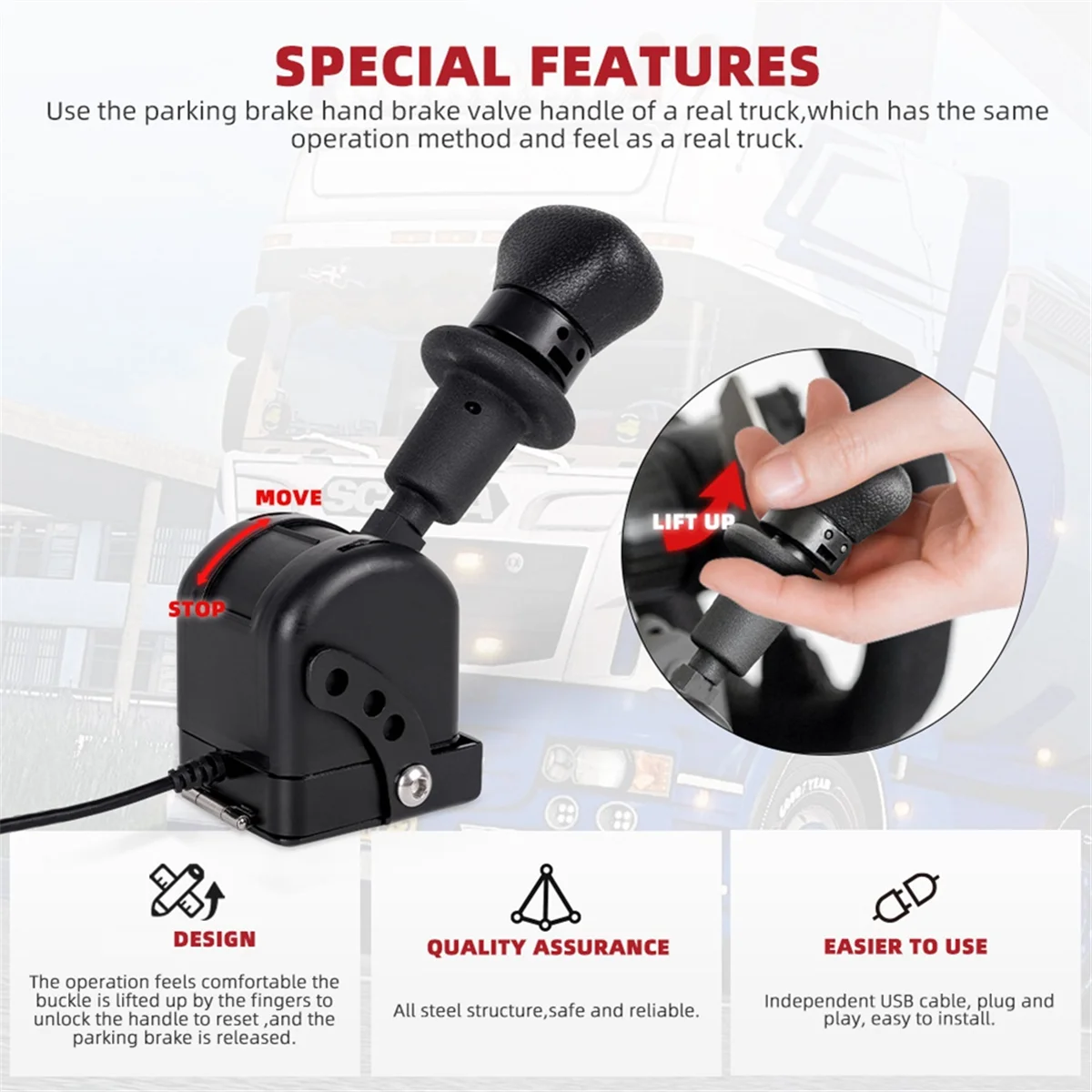 XMLX PC USB Handbrake for G20 G27 G29 for ETS2 European/American Truck Sim Racing Games Hand Brake