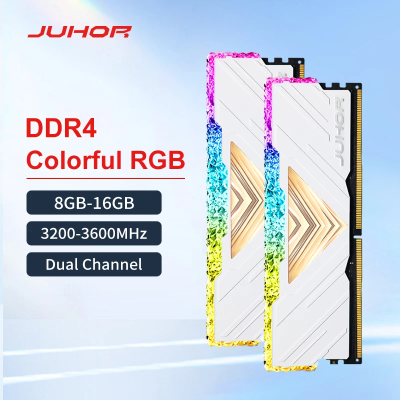 Desktop Ram Memory JUHOR RGB DDR4 8GBX2 16GBX2 3200MHz 3600MHz Kit