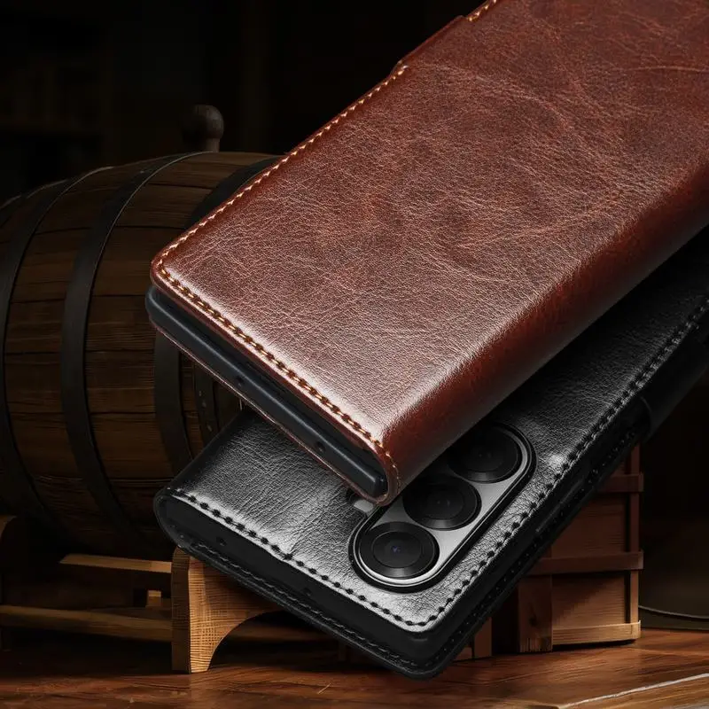 QIALINO Premium Genuine Leather Wallet Cover - Natural Cowhide Finish