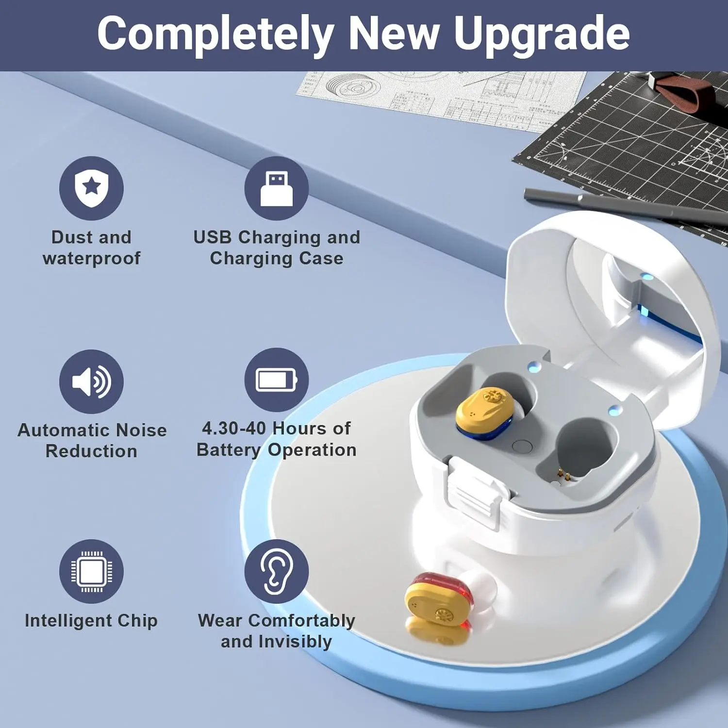 Hearing aid for the elderly, rechargeable, invisible, adjustable volume and noise reduction (four colors optional) 2