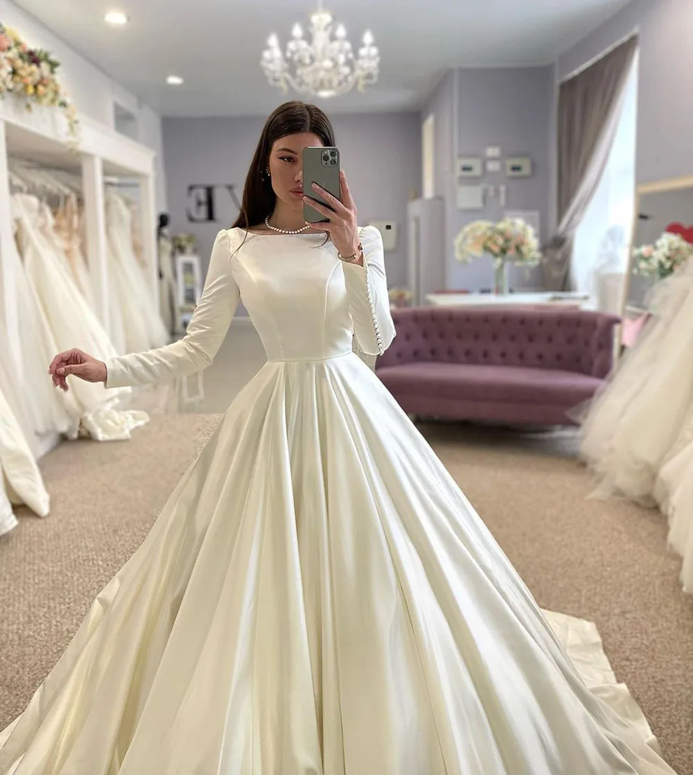 Illusion Square Neck White Long Sleeves Princess Ball Gown Wedding Dress  With Glitter Tulle Various Styles - Etsy