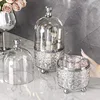 Plastic Cosmetic Storage Box Rotatable Makeup Organizer with Dustproof Design for Home Desktop Bathroom Countertop Accessories 3