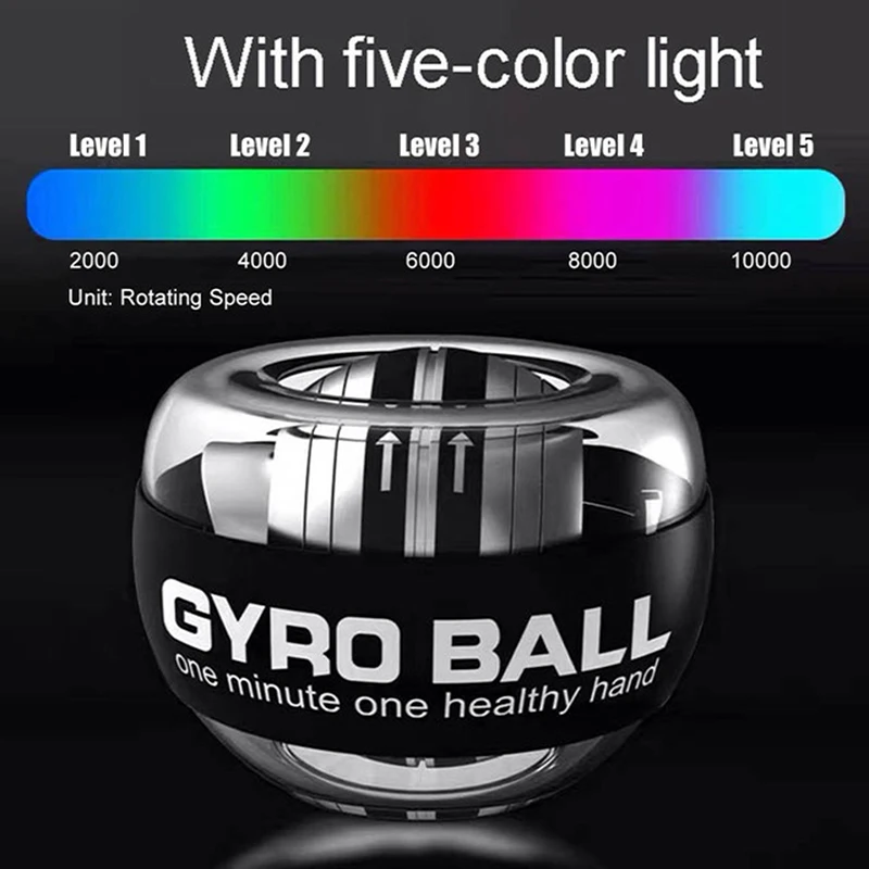 

Self-starting Gyroscopic Powerball Wrist Ball With Led Arm Hand Muscle Strength Trainer Rehabilitation Ball Fitness Equipment