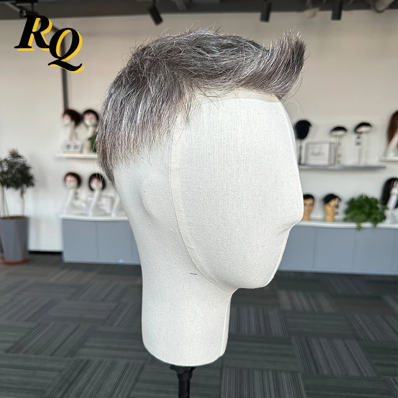 Pre Cut Styled Toupee Hair Men Thin Skin V Looped Human Hair Replacement System For Man 1B40 Hair Piece Protesis Hombre Male Wig