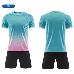 Youth Soccer Jersey Set - Kids Short Sleeve Football Uniform Kit - L (Lake Blue)