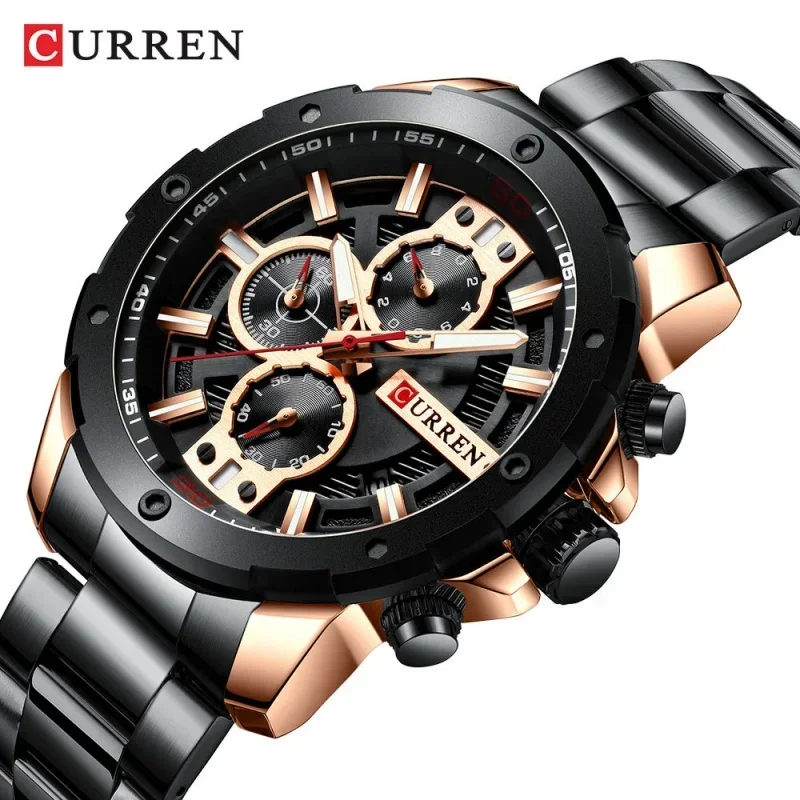 Curren 8336 Men's steel strap calendar Waterproof Quartz Six-Pin Watch Men's Watch