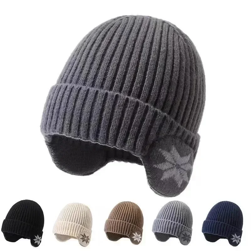 2026 Unisex Outdoor Earflap Winter Knitted Hat with Velvet Keep Warm Ear Hood Integrated Sports Bicycle Skiing Running Cold Caps
