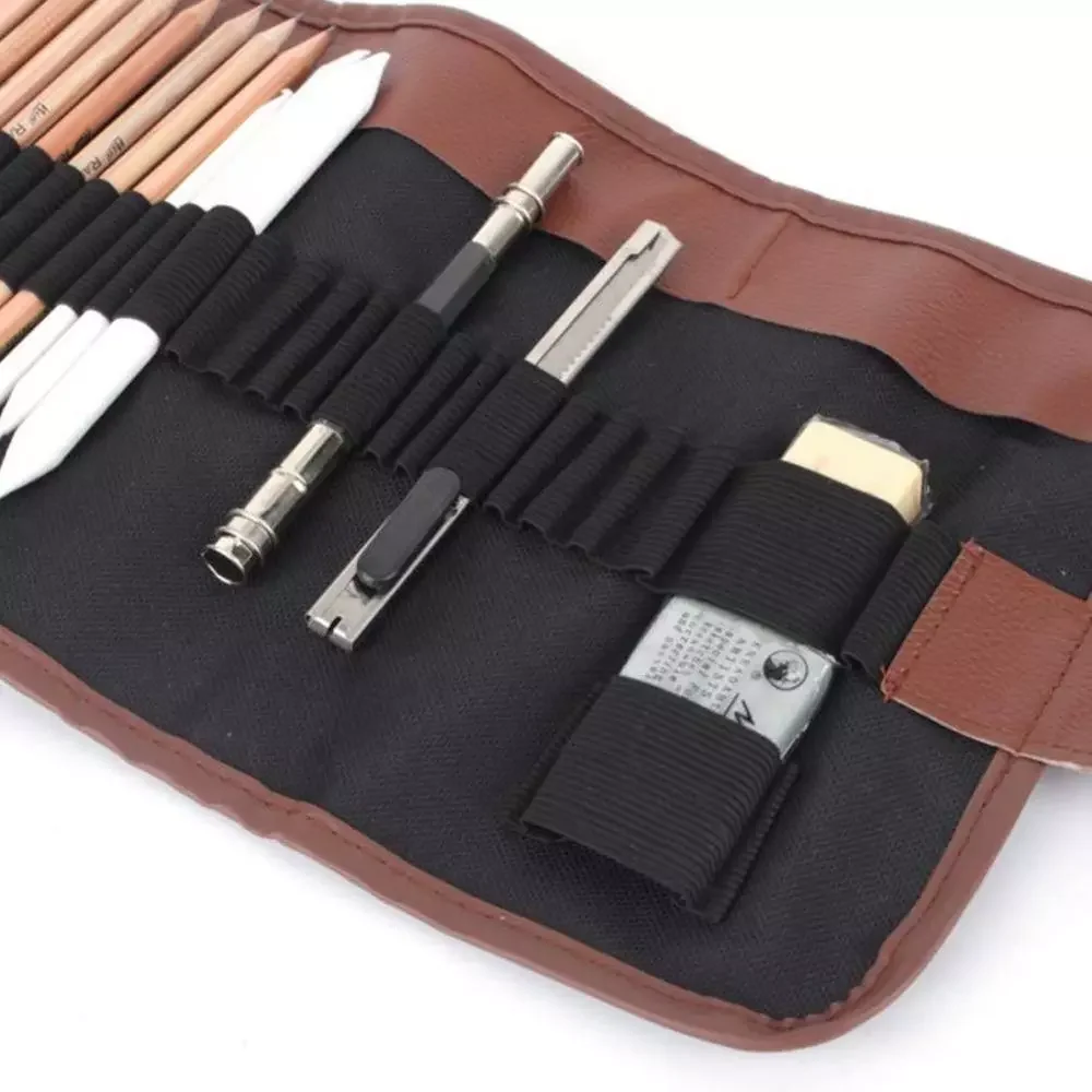 29 pcs Professional Sketch & Drawing Art Tool Kit With Graphite Pencils, Charcoal Pencils, Paper Erasable Pen, Craft Knif