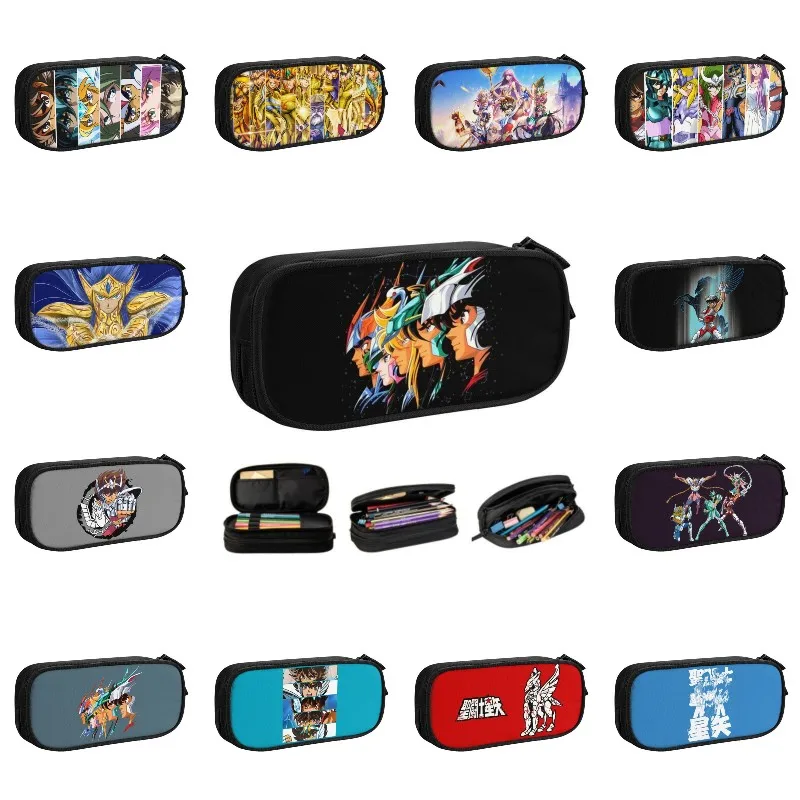 

Cute Knights Of The Zodiac Pencil Cases for Boys Gilrs Custom Saint Seiya Manga Large Capacity Pen Box Bag School Accessories