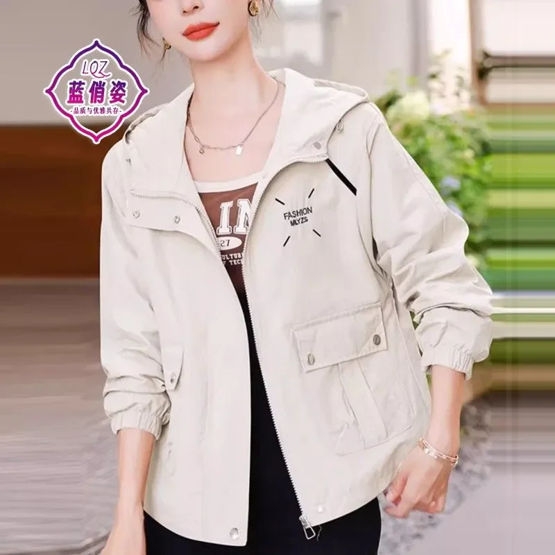 

Women Korean Loose Leisure Hooded Short Coat Female New Temperament Age-reducing Spring Autumn Joker Fashion Windbreaker Jacket