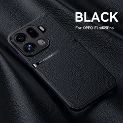 Magnetic Leather Car Holder Phone Case with Soft Frame Back Cover for Oppo Find X8 (Black)