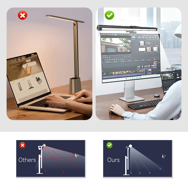 Led Monitor Lights Bar Stepless Dimming RGB Screen Hanging Light Bar Eye-caring LED Computer Desk Lamp USB Work Reading Lighting 3