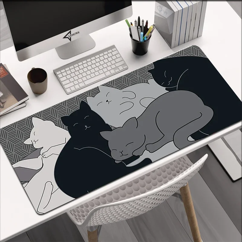 Bonito Art Kawaii Cat Mouse Pad Computador Xxl Teclado Mats Grande Gaming Mousepad Tapete de Mesa pc Gamer Escritório Casa Mesa