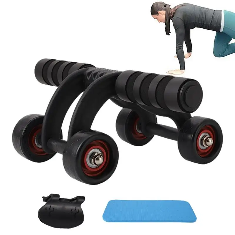 

Abdominal 4 Wheel Roller Comfortable Exercise Roller With Soft Sponge Handle Exercise Roller Wheels For Home Workplace Traveling