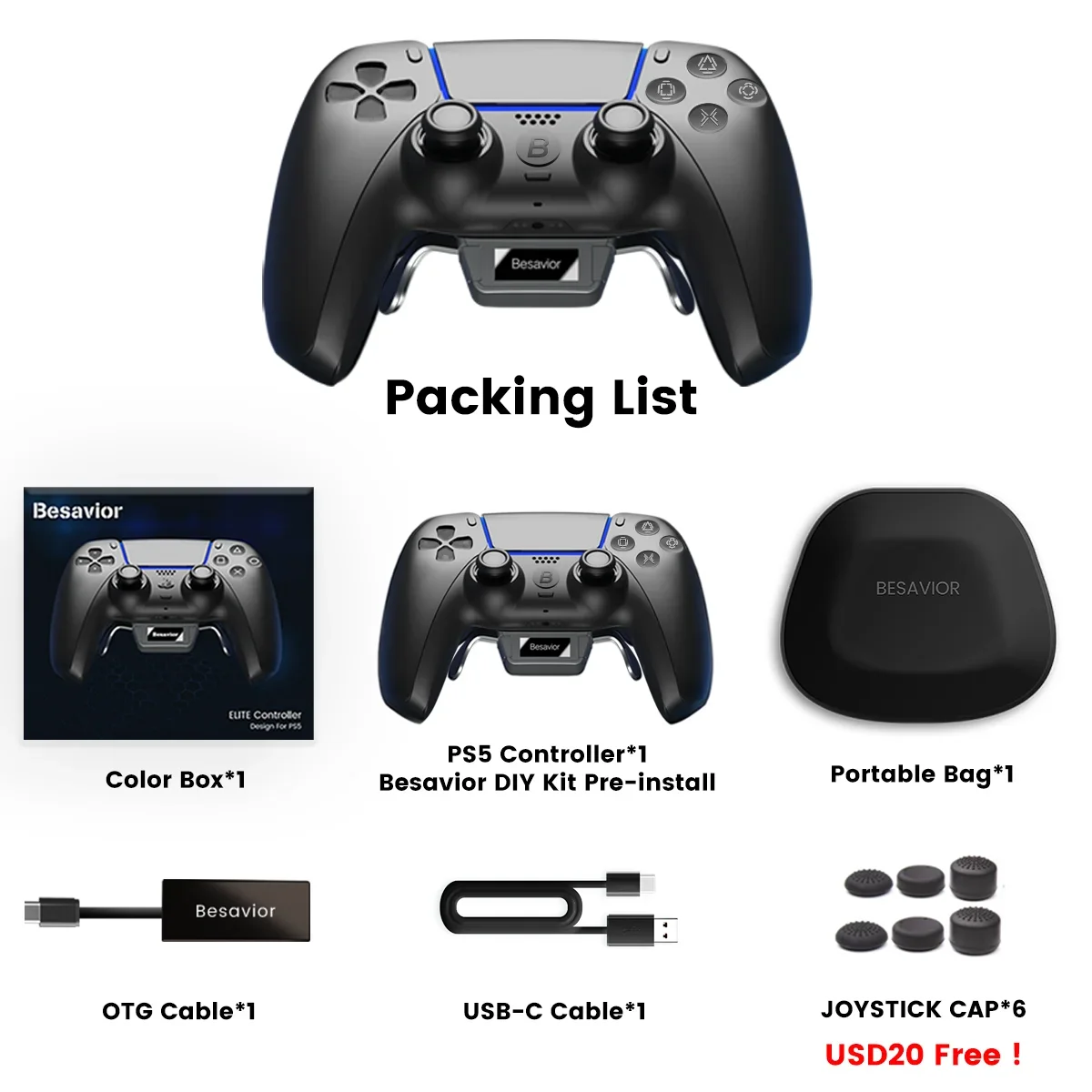 YYHC Besavior P5 expandable Elite Controller BT gamepad a variety