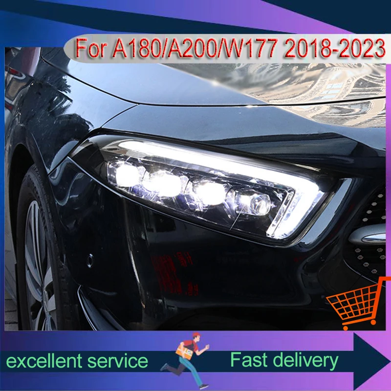 

Auto Headlight For Mercedes Benz A180 A200 W177 2018-2023 LED DRL Crystal Lens Streaming Turn Signal Light Front Lamp Assembly