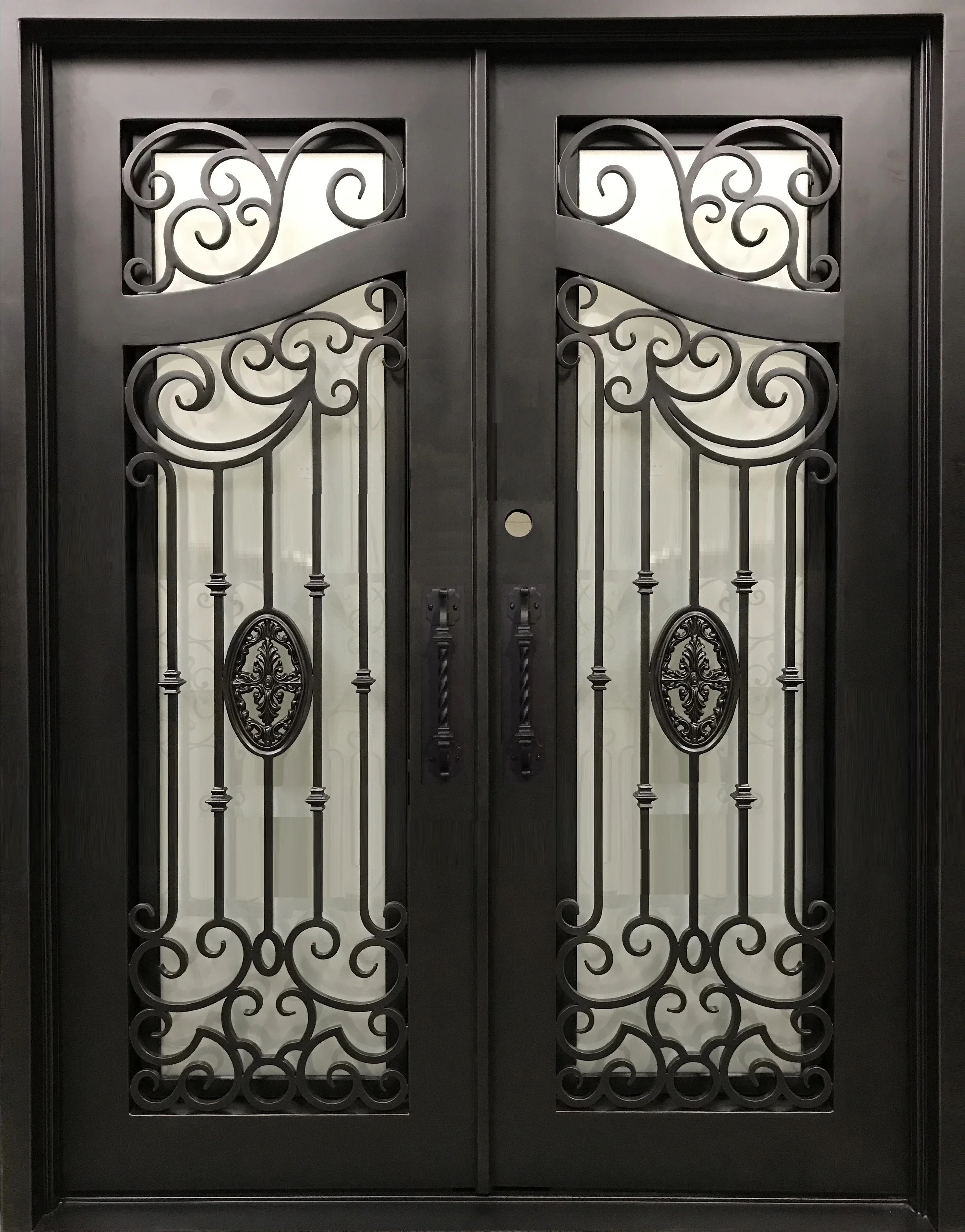 Factory Wholesale Iron Doors Double Entrance Iron Front Entry Door Security Door 4