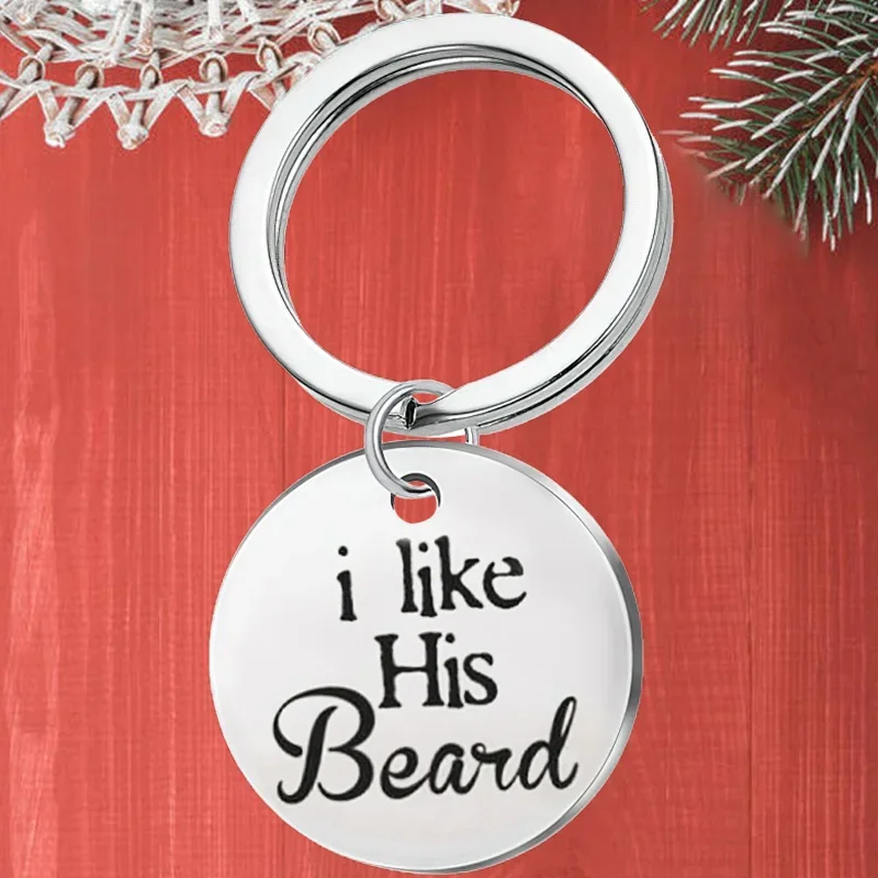 

Metal Couples Funny Keychain Pendant Husband Wife Anniversary Birthday Wedding Gift Key Chain Keyring I Like Her Butt/his Beard