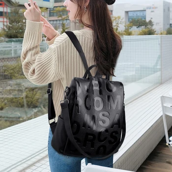 ⁦2022 New Women Backpack High Quality Soft Leather Backpack School Bags For Girls Large Capacity Anti-theft Travel Backpack Sac⁩ – תמונה ⁦5⁩
