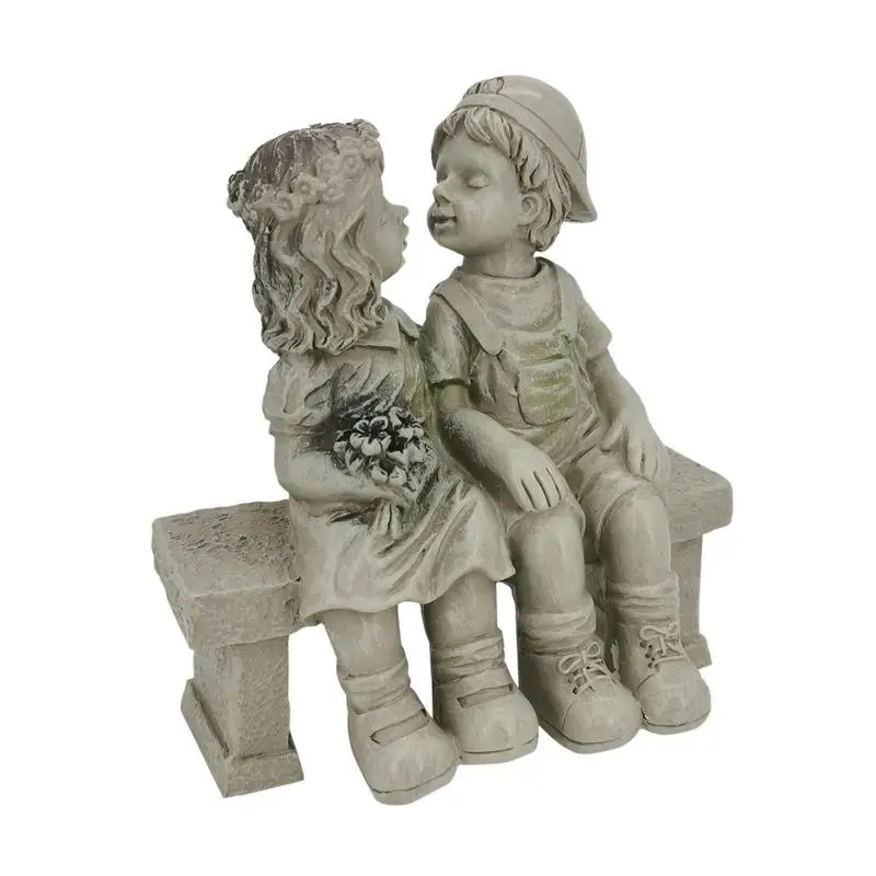 

Kissings Couple Garden Sculpture Outdoor Stone Effect Decor Resin Boy Girl Craft Sculpture Yard Art Garden Ornaments Patio