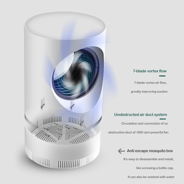 Usb Szúnyoggyilkos Lámpa Led Néma Rovar Harapó Eszköz 360 ° Otthoni Elektromos Szúnyogriasztó Csapda Ultraibolya Gyilkosság Háztartás - Image 5