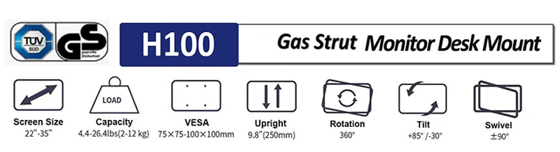 Desktop Monitor Mount Bracket, NB H100 Gás