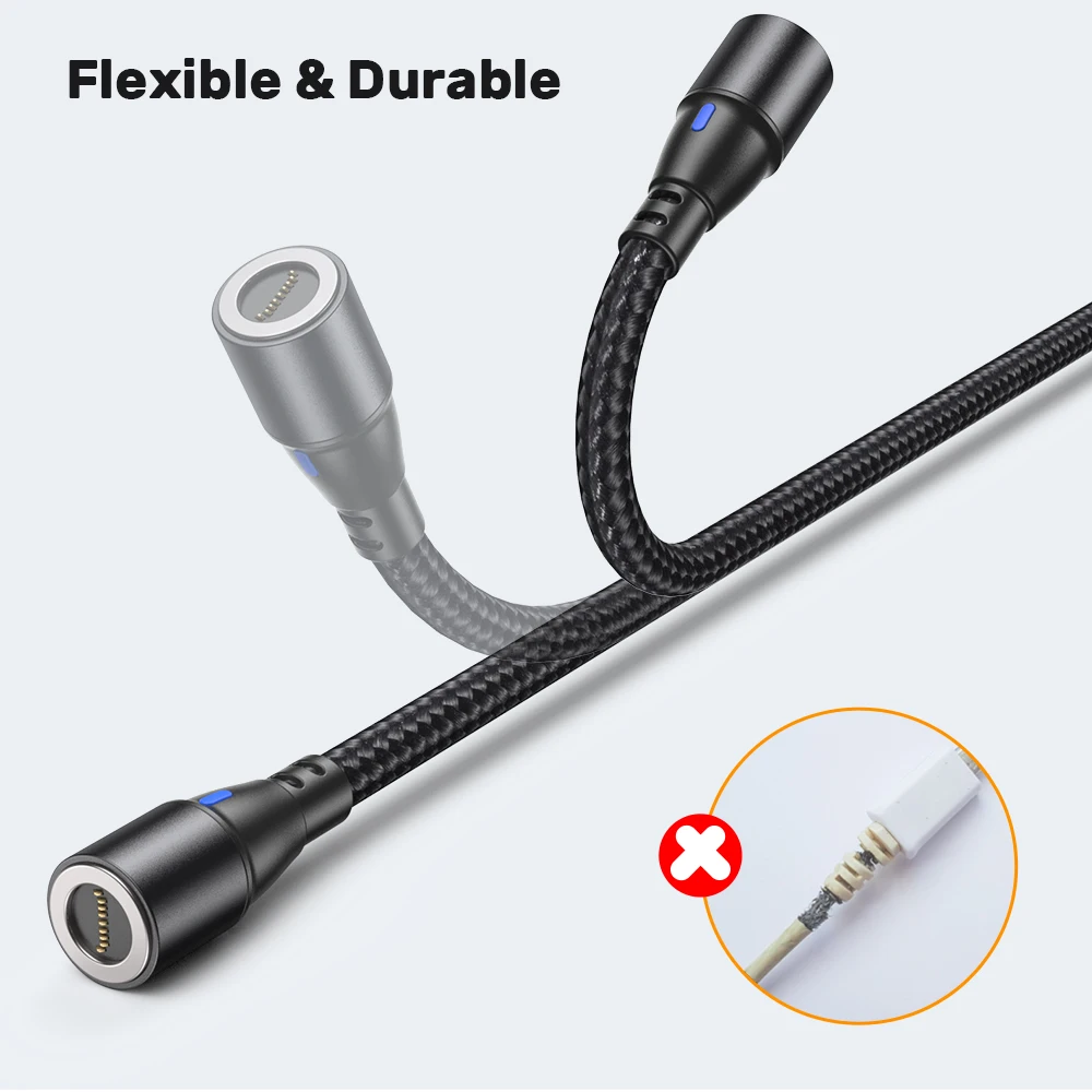 AUFU 60W Magnetic USB Cable Fast Charging USBC To Type C Micro Magnetic Data Cord For Macbook Samsung Xiaomi Magnet Charger Wire