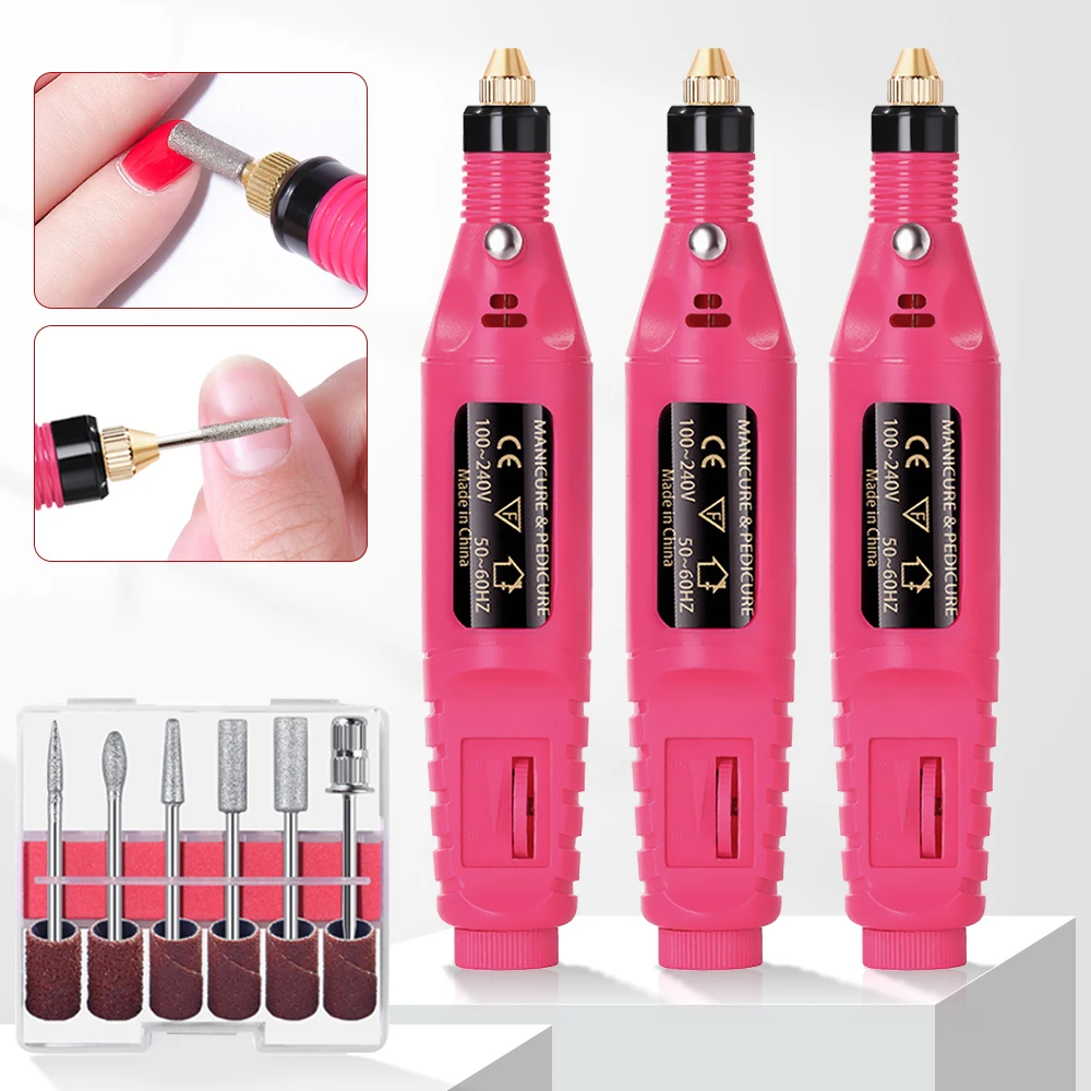 LULAA Electric Nail Drill Machine Set Pedicure Grinding Equipment Mill For Manicure  Professional Strong Nail Polishing Tool 6