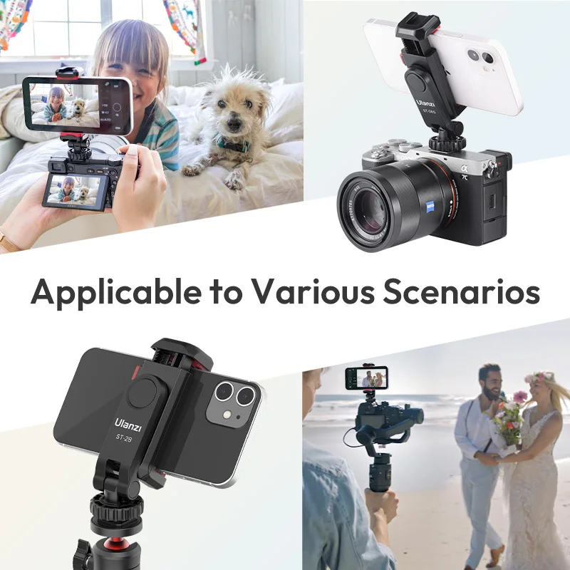 Ulanzi ST-06S 360°Rotatable Phone Holder Vertical Shoot PhoneMount Tripod Mount With Cold Shoe phone Clip Clamp Vlog Video