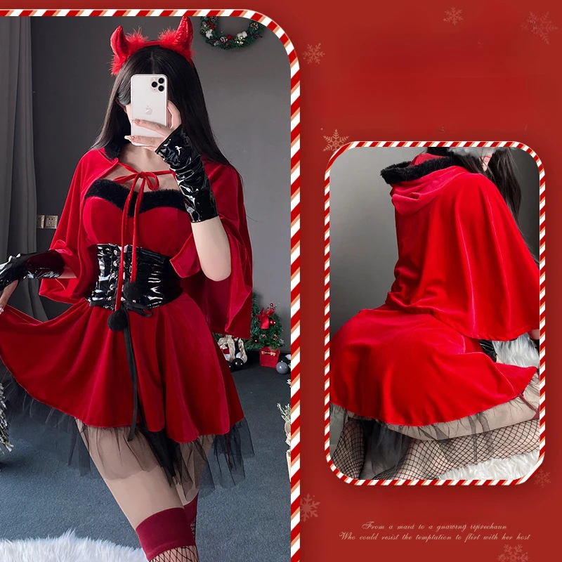 thumbnail image 1 of Vestido de lencería sexy de Navidad, disfraz de conejita dulce, conjunto de mujer conejo, disfraz de cosplay, juego de rol, uniforme, conjunto de actuación en el escenario, 1 of 5