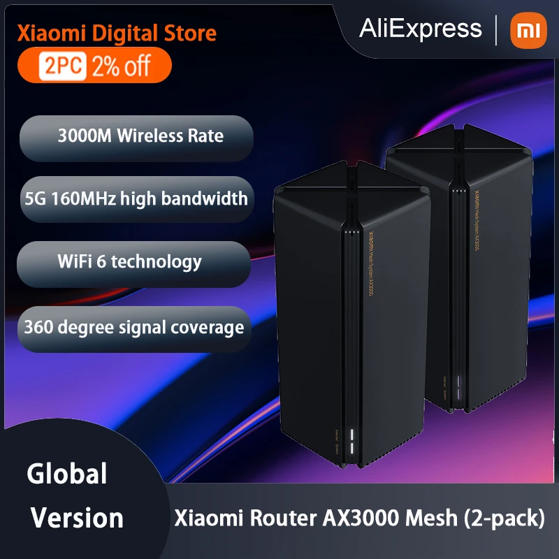 Xiaomi Sistema De Malha Ax3000 (2-pacote) Versão Global Roteador Wifi ...