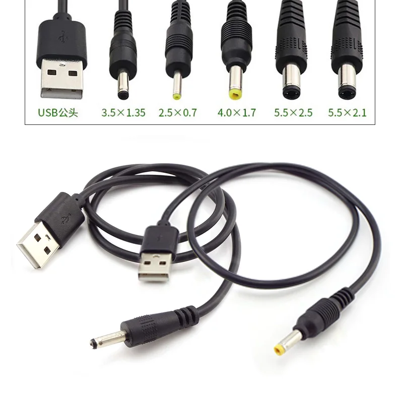 

1m USB type A Male Jack plug to DC 5.5x2.5mm 3.5mm 4.0mmx1.7 5.5x2.1mm male Power supply type A extension cable connector cords