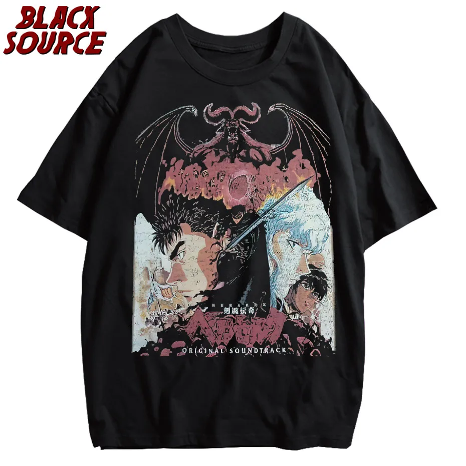 black source ANIME MANGA VINTAGE WASH UNISEX T-SHIRT Octopus Men Harajuku T-Shirt Japanese Style