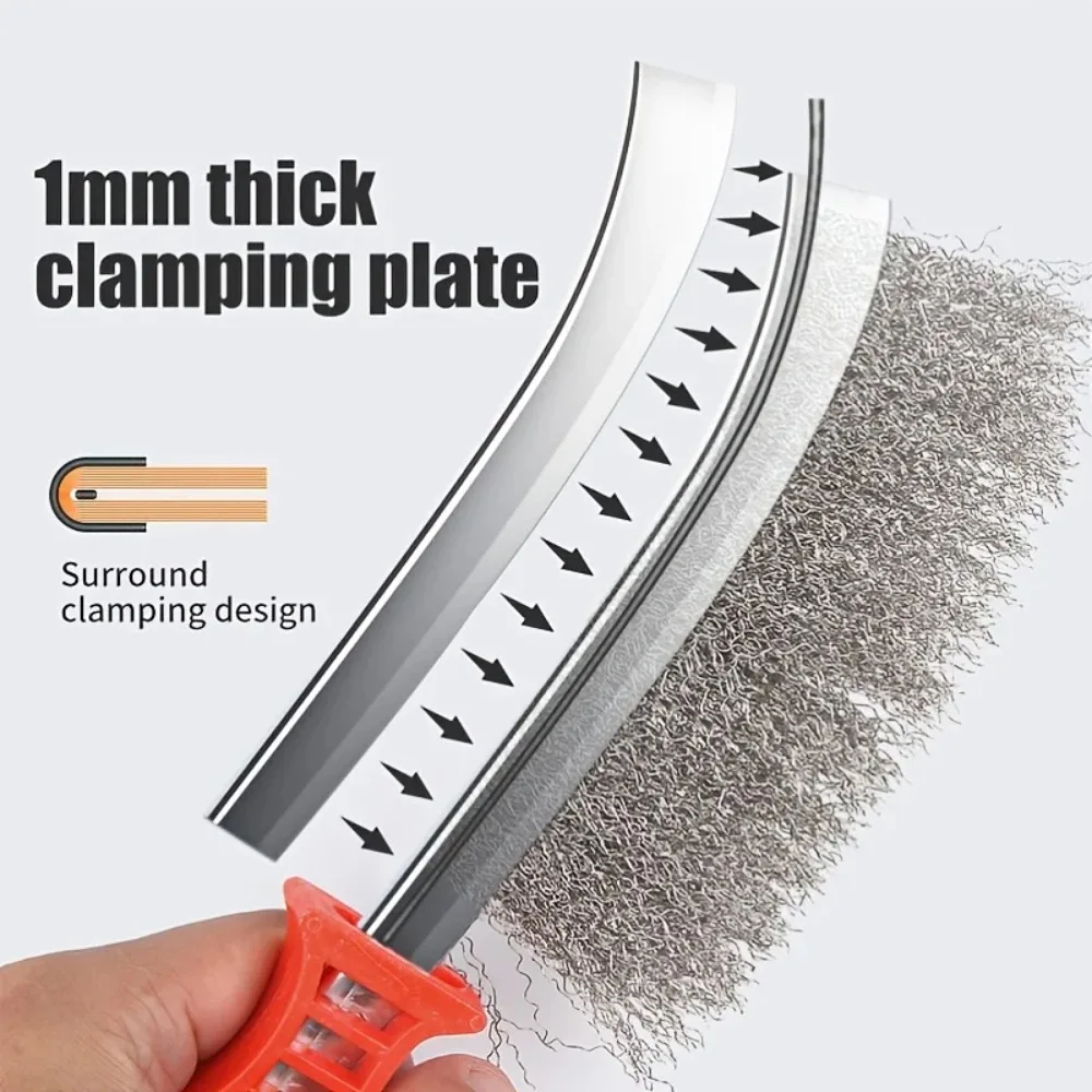 Steel Wire BBQ Grill Brush Wooden Handle Rust Removal Roller Cleaner for Barbecue Grates Polishing Tool