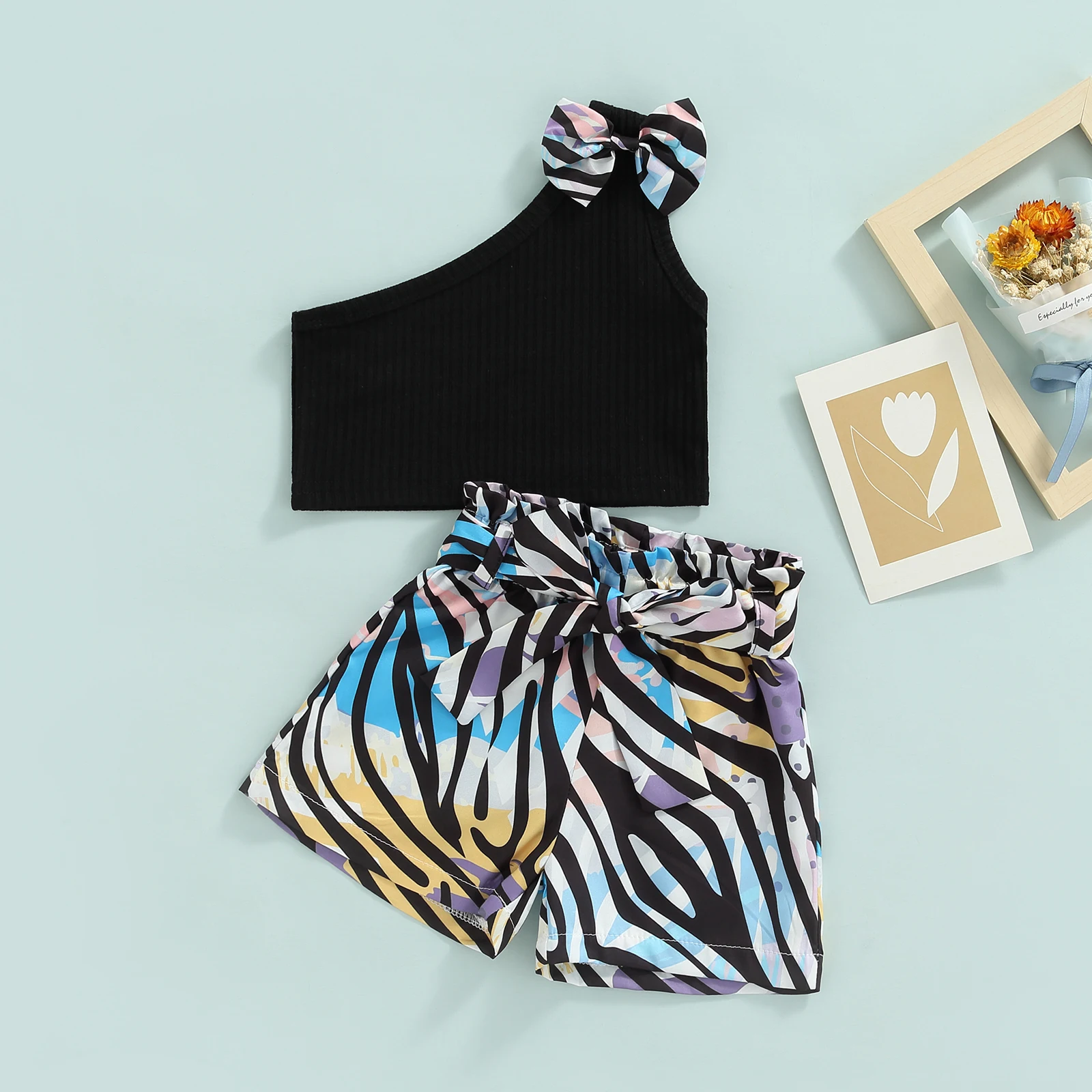 Conjuntos de ropa de verano para niñas, camiseta informal sin mangas con  estampado de cebra, pantalones cortos con cinturón, conjuntos de ropa para  bebés - AliExpress
