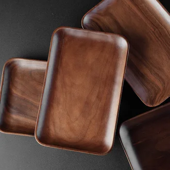 Piatto in legno giapponese piatto per snack rettangolare in noce nera per colazione, hotel, bar, snack, stoviglie in legno 1