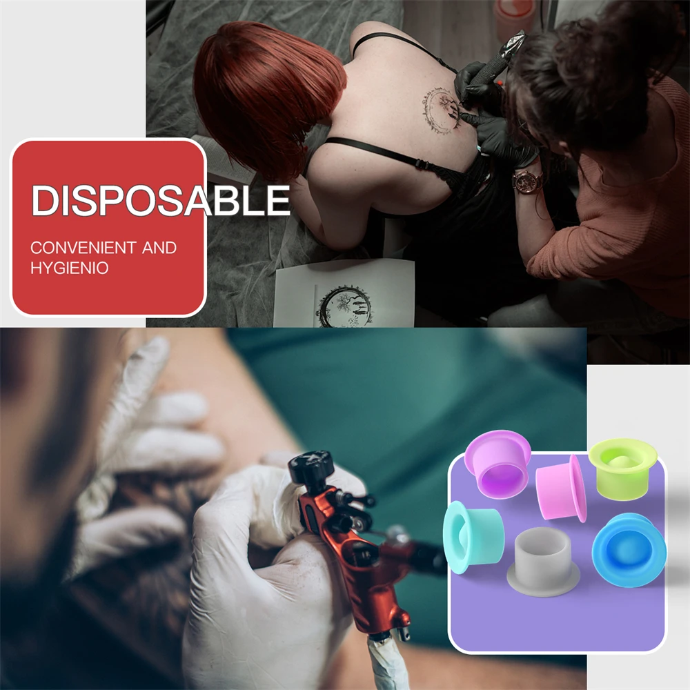 100Pcs Disposable Tattoo Silicone Ink Cup Permanent Makeup Pigment Holder Container Cap Tattoo Ink Accessories for Tattoo Artist 5