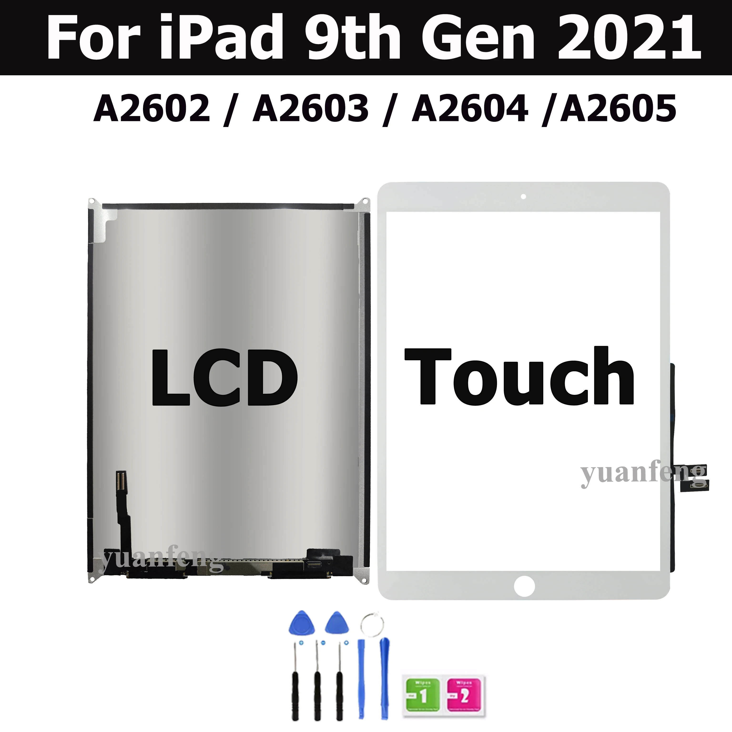 iPad 9 10.2 2021 9 세대 A2602 A2603 A2604 A2605 LCD 터치 스크린 유리 태블릿 디스플레이 패널 교체 수리 부품