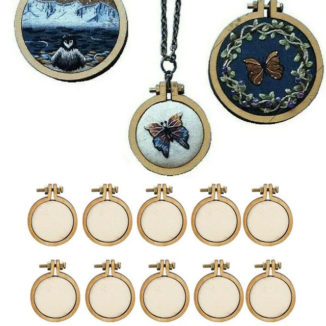 10Pcs/Set Wooden Mini Embroidery Hoop Ring Cross Stitch Frame Crafts DIY For Needle Arts Fabric Painting Wall Decoration 5