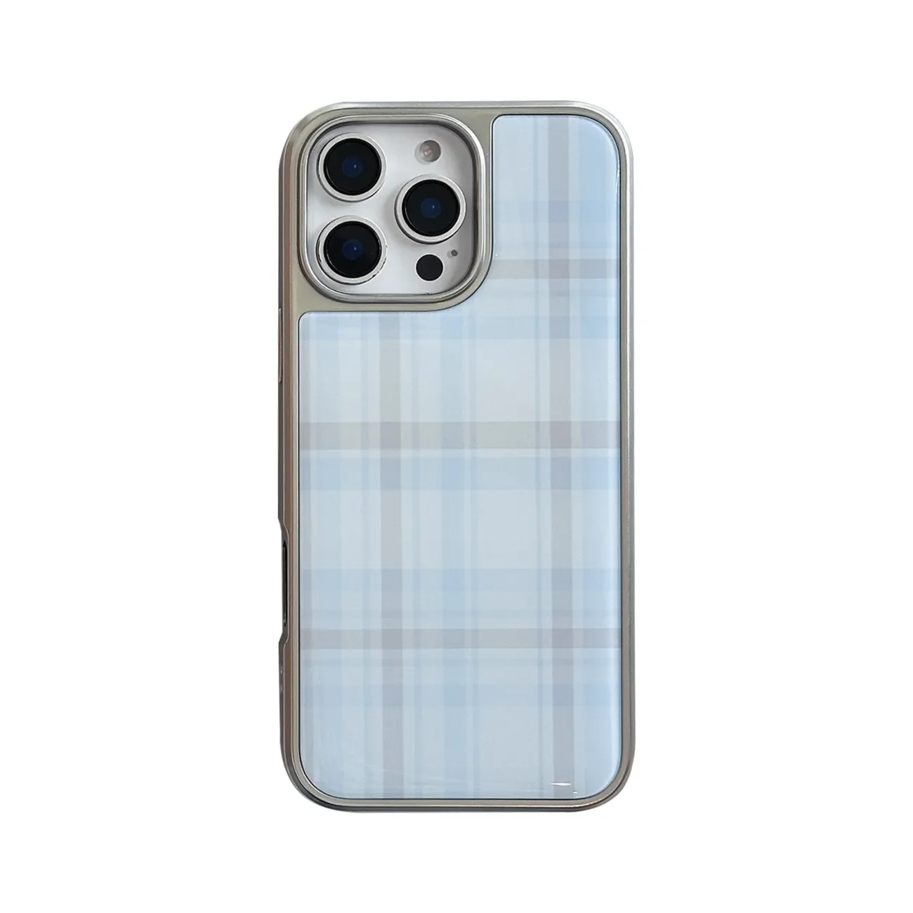 Temperament Blue Grid Electroplating Drip Glue Phone Case - Stylish Y2K Cover with Enhanced Protection