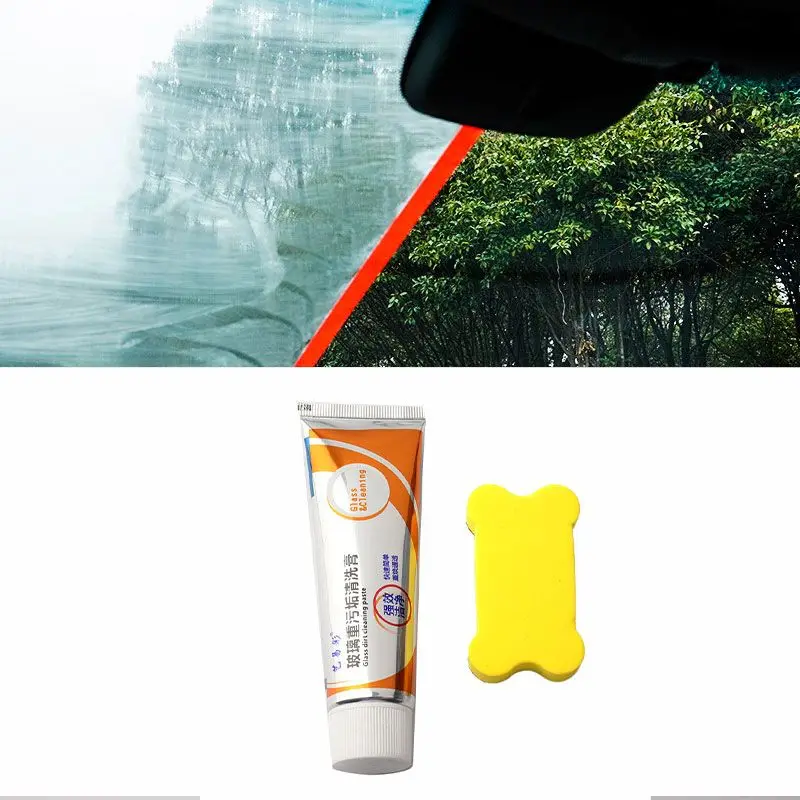 

50g Auto Car Glass Polishing Glass Oil Film Removing Paste Clean Polish Paste for Bathroom Window Front Windshield Agent Tools