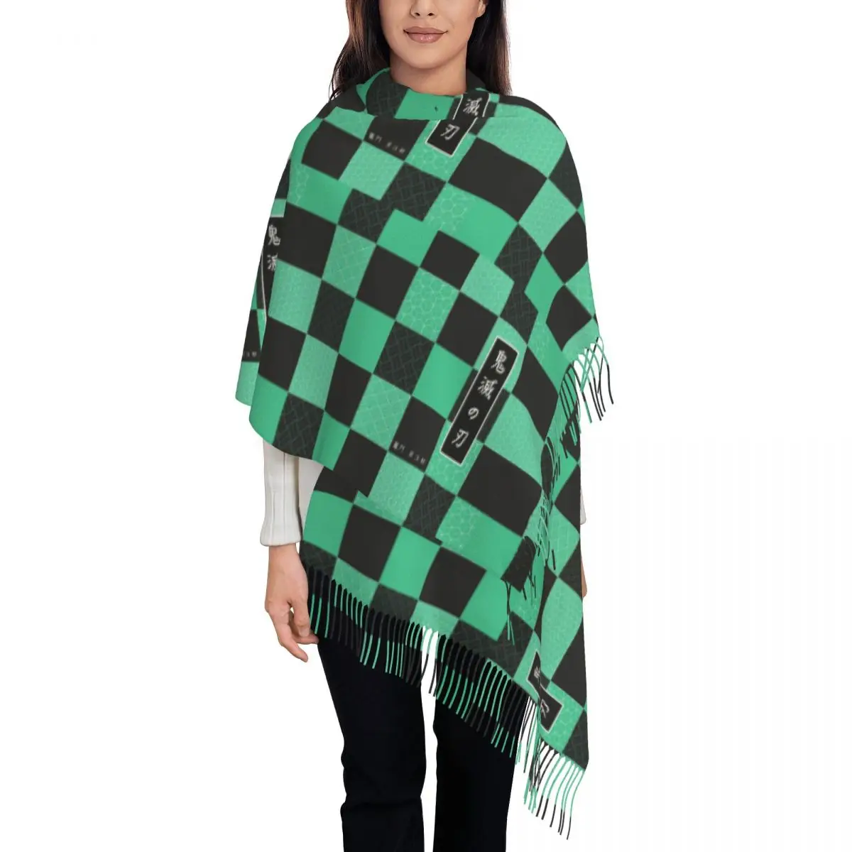 

Customized Printed Tanjiro Kamado Scarf Women Men Winter Fall Warm Scarves Anime Demon Slayer Cosplay Shawl Wrap